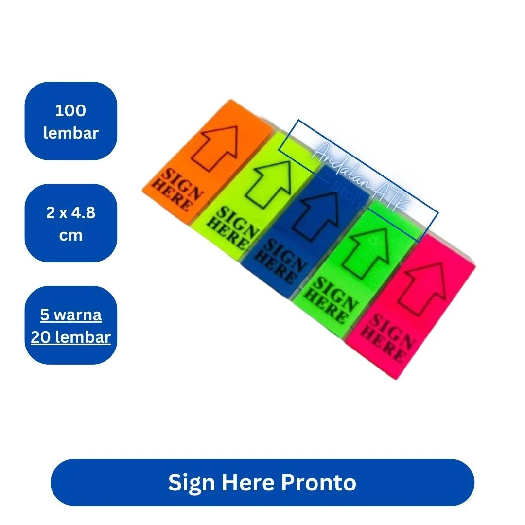 Pronto Sign Here 5 Warna / Sticky Notes / Post It pronto / Memo Tempel